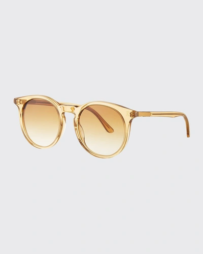 Shop Illesteva Sterling Ii Round Transparent Acetate Sunglasses In Matte Black