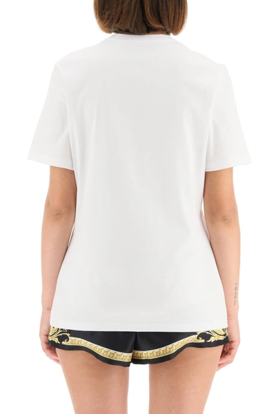 Shop Versace T-shirt With Logo And Medusa Embroidery In Mixed Colours