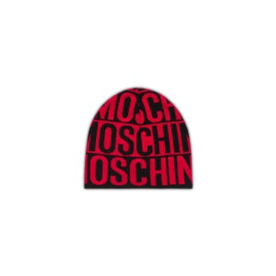 Shop Moschino Logo Bands Wool Hat In Red