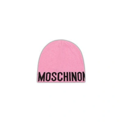 Shop Moschino Wool Blend Hat With Logo. In Beige