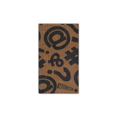 Shop Moschino Symbols Hounds-tooth Scarf In Brown
