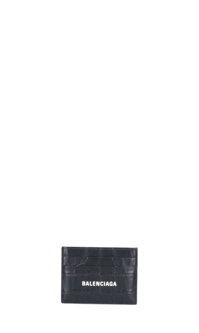 Shop Balenciaga Logo Card Holder In Black