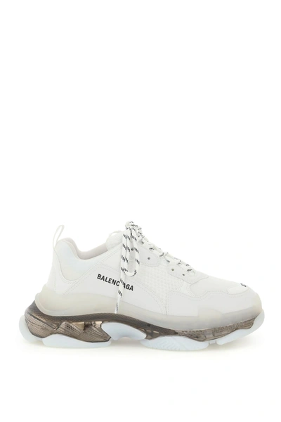 Shop Balenciaga Triple S Clear Sole Sneakers In White