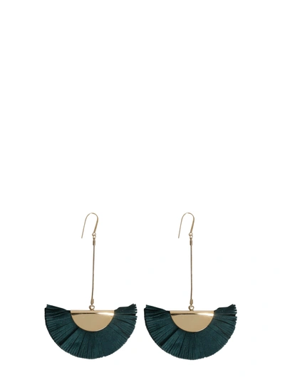 Shop Isabel Marant Half Moon Earrings With Leather Pendants In Green
