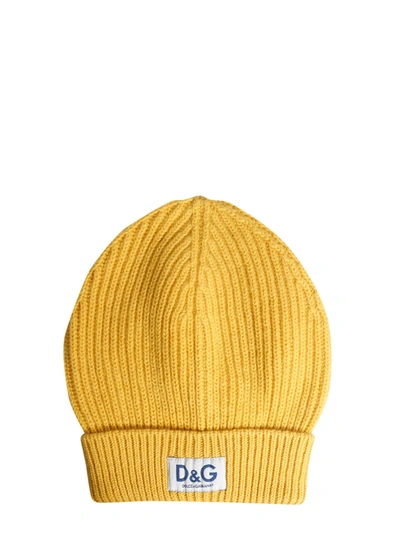 Shop Dolce & Gabbana Knitted Hat In Yellow