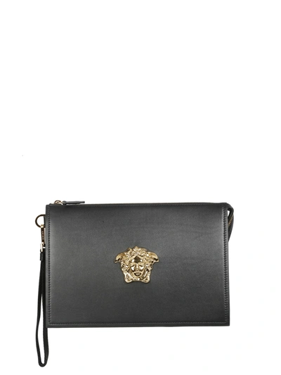 Shop Versace The Medusa Large Clutch In Black