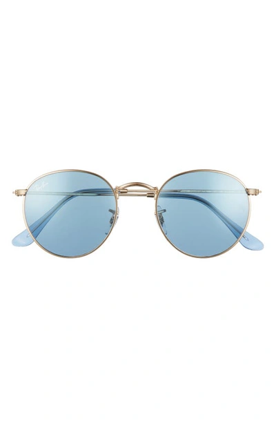 Shop Ray Ban Icons 50mm Round Metal Sunglasses In Arista/ Blue