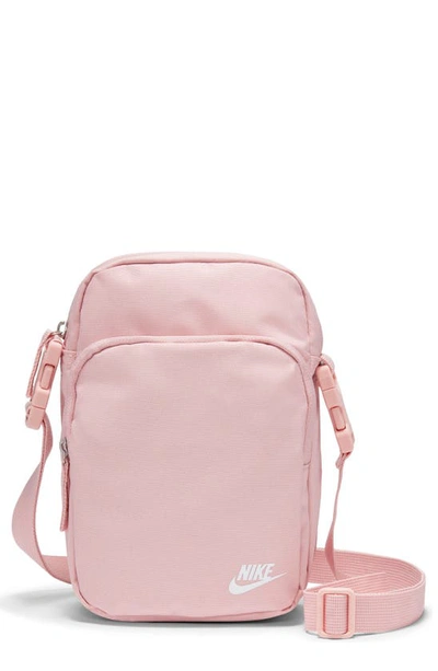 Shop Nike Heritage Crossbody Bag In Pink Glaze/ Pink Glaze/ White
