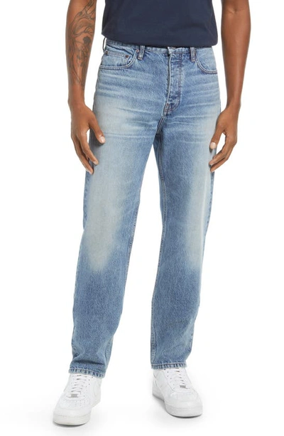 Shop Frame Clean Straight Leg Jeans In Blue Washed