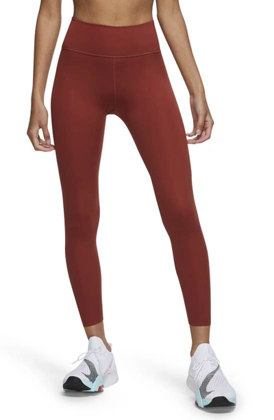 Shop Nike One Lux 7/8 Tights In Redstone/ Clear