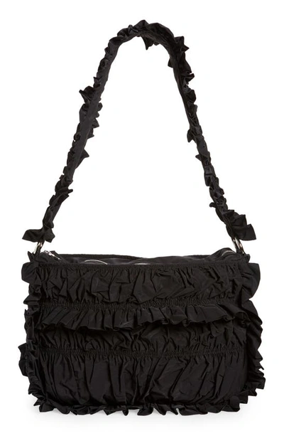 Shop Molly Goddard Nagoya Frill Shoulder Bag In Black