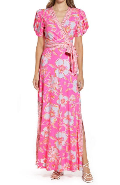 Shop Lilly Pulitzerr Sailynn Floral Wrap Dress In Prosecco Pink Beachy Blooms