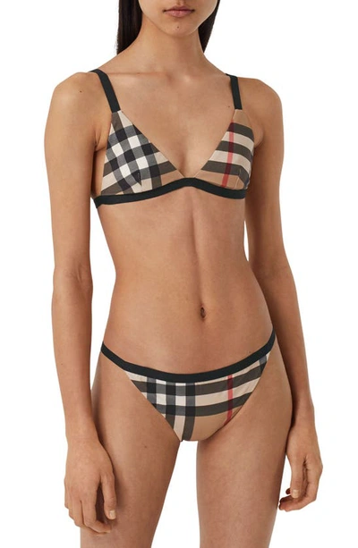 Shop Burberry Loing Check Two-piece Swimsuit In Archive Beige Ip Chk