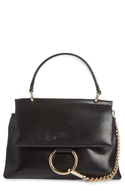 Shop Chloé Small Faye Leather Top Handle Bag In Black