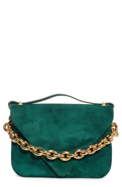 Shop Bottega Veneta Medium Mount Leather Crossbody Bag In Emerald Green-gold