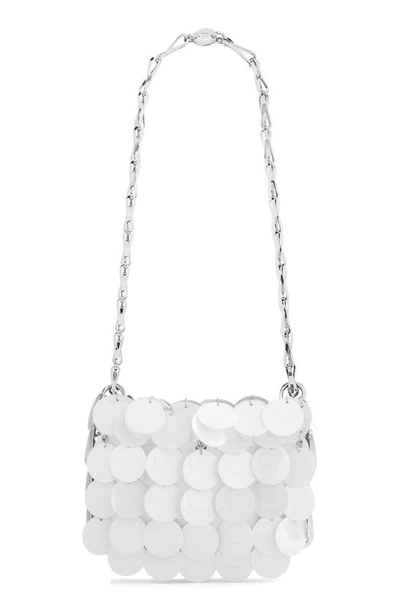 Shop Rabanne Nano Sparkle Shoulder Bag In White Irridescent