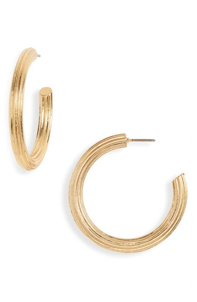 Shop Madewell Large Ribbed Hoop Earrings In Vintage Gold