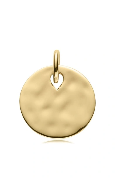 Shop Monica Vinader Engravable Hammered Pendant Charm In Yellow Gold