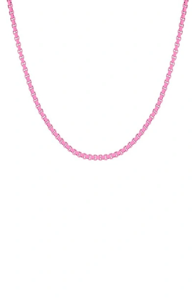 Shop Adinas Jewels Enamel Rope Chain Necklace In Pink