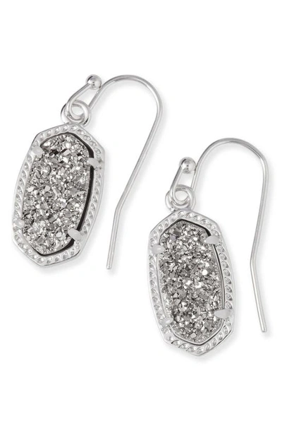 Shop Kendra Scott Lee Small Drop Earrings In Platinum Drusy/ Silver