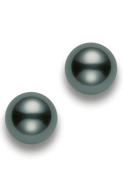 Shop Mikimoto Black South Sea Pearl Stud Earrings In Black Pearl