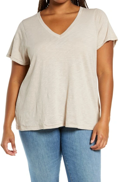 Shop Madewell Whisper Cotton V-neck T-shirt In Ashen Silver