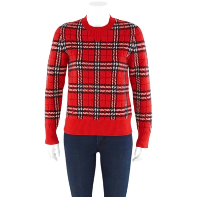 Shop Burberry Parade Red Banbury Vintage Check Cashmere Sweater