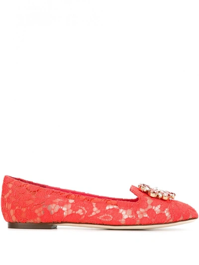 Shop Dolce & Gabbana Dolce&gabbana Cruise Flat Shoes Coral Red