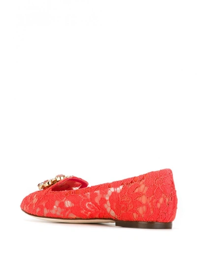 Shop Dolce & Gabbana Dolce&gabbana Cruise Flat Shoes Coral Red