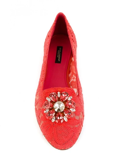Shop Dolce & Gabbana Dolce&gabbana Cruise Flat Shoes Coral Red