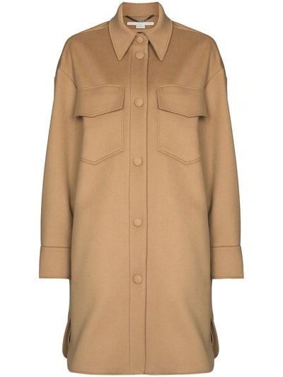 Shop Stella Mccartney Kerry Button-up Wool Coat In Brown