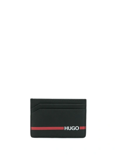 Shop Hugo Logo-print Leather Cardholder In Black