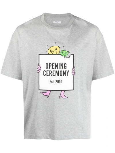 Shop Opening Ceremony Light Bulb Box Logo Print T-shirt In Grey