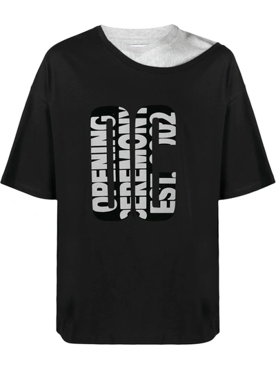 Shop Opening Ceremony Double-collar T-shirt In Black
