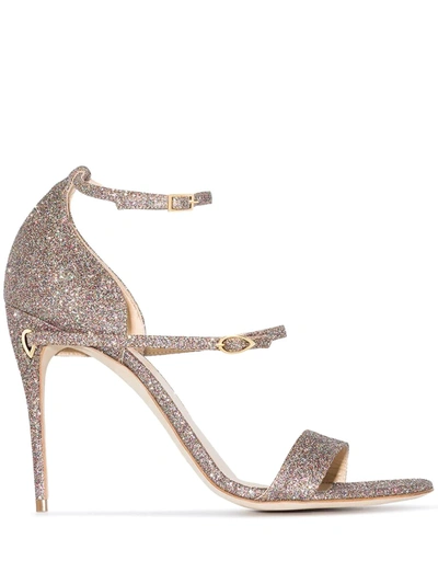 Shop Jennifer Chamandi Glitter Rolando 105mm Sandals In Pink
