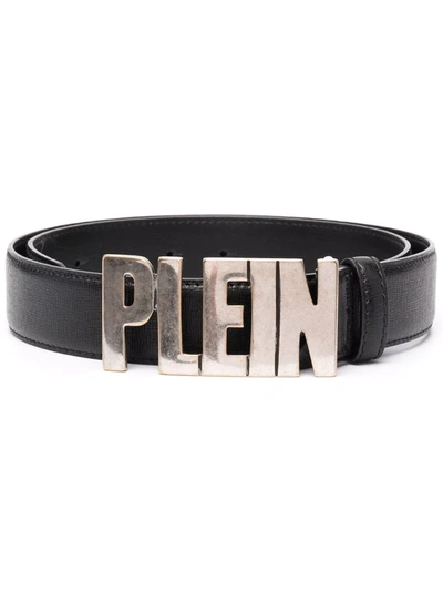 Shop Philipp Plein Logo-plaque Leather Belt In Black