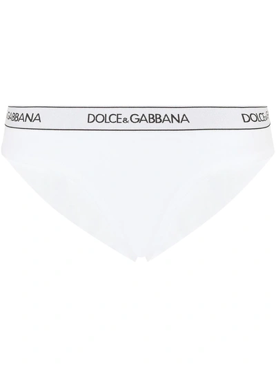 Shop Dolce & Gabbana Logo Tape Low-rise Briefs In White