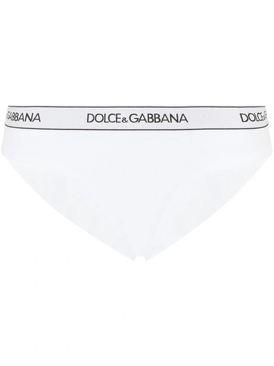Dolce & Gabbana High-waisted Logo-waistband Briefs In White