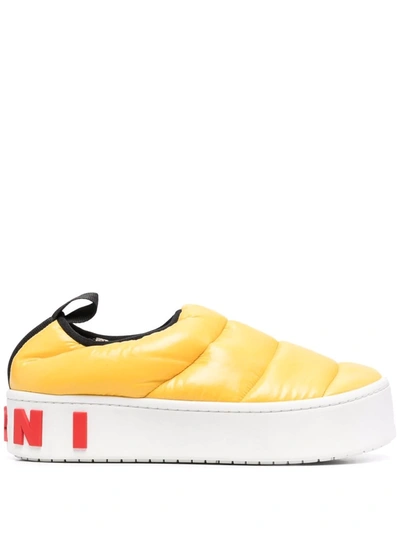 Shop Marni Padded Platform Sneakers In Yellow