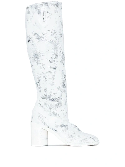 Shop Maison Margiela Tabi Bianchetto 80mm Knee-high Boots In White