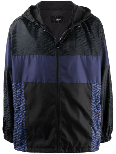Shop Versace Panelled Logo-print Track Jacket In Black