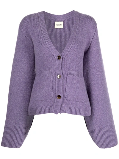 Shop Khaite The Scarlet Cashmere Cardigan In Purple