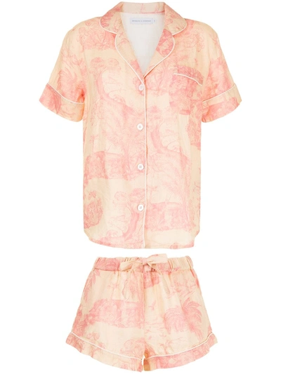 Shop Desmond & Dempsey Lowland Rainforest Cotton Pajama Set In Pink