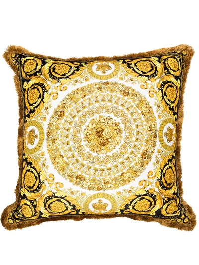 Shop Versace Barocco Medusa Double-sided Cushion In Black