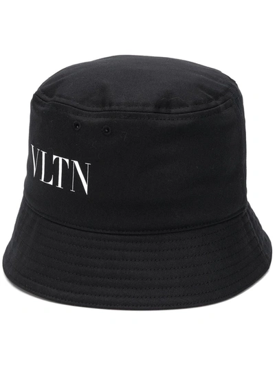 Shop Valentino Logo-print Bucket Hat In Black