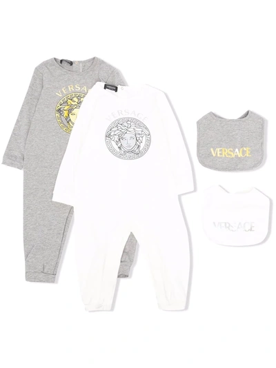 Shop Versace Medusa-print Romper Set In Grey