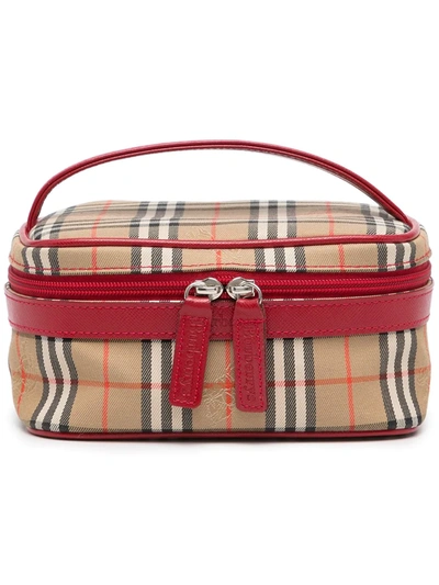 Pre-owned Burberry Vintage Check Vanity Case In Brown