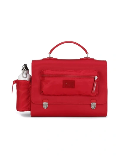 Shop Dolce & Gabbana Logo-plaque Satchel Backpack In Red