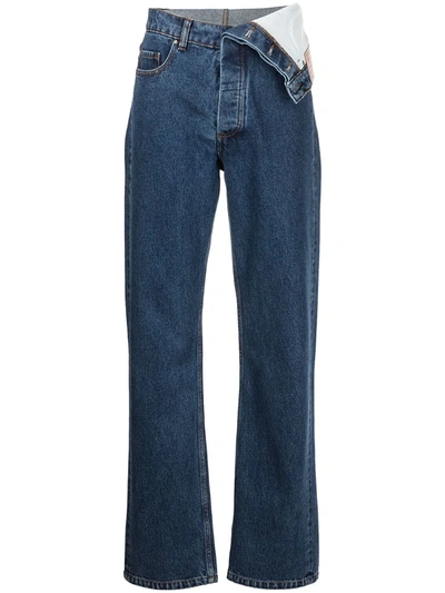 Shop Y/project High-waisted Straight-leg Jeans In Blue