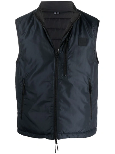 Shop Hugo Boss Reversible Padded Gilet In Blue